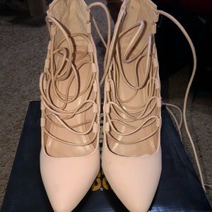 Nude heels strap up